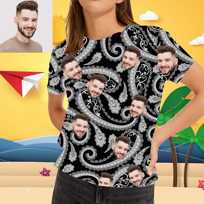 T-shirt " Moustaches de pieuvre vierge " hawaïen avec visage personnalisé