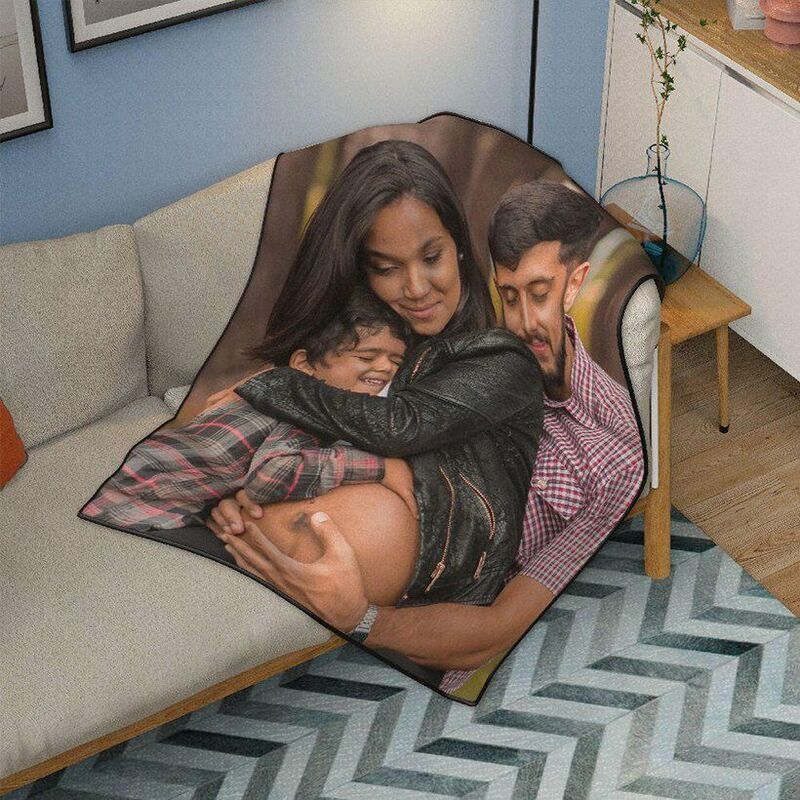 Personalized Photo Coral Fleece Blanket For Family