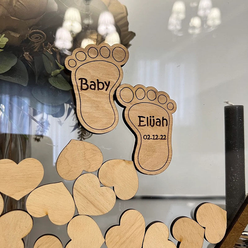 Personalized Heart Shaped Foot Wooden Acrylic Custom Name Guest Book