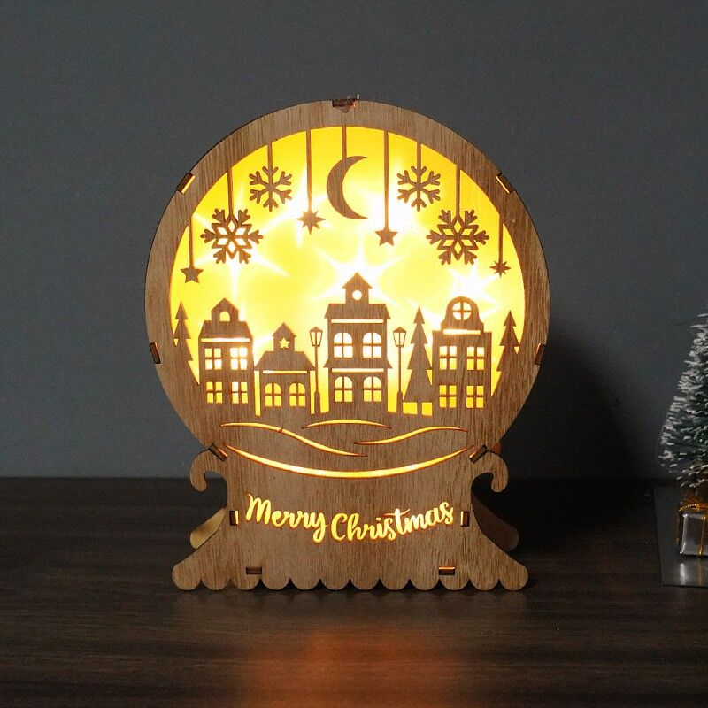 Beautiful 3D Wood Carving Decorative Light Creative Christmas Gift