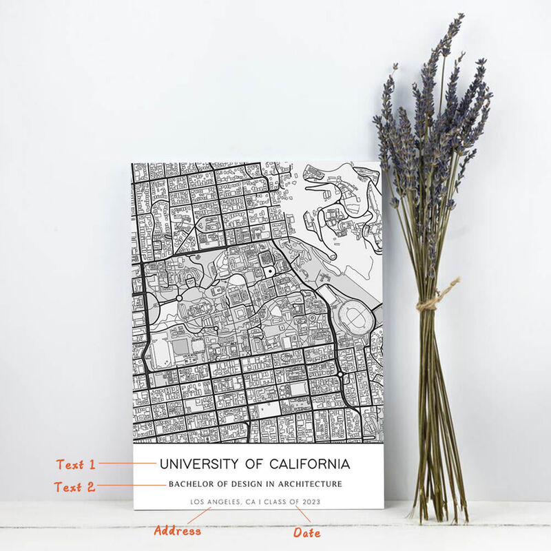 Personalized Map Canvas Wall Art Simple Present for Graduation