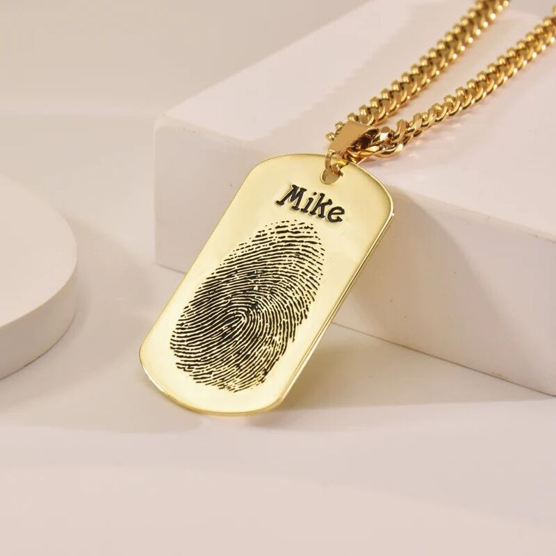 Personalized Dog Tag Necklace Customized Photo Fingerprint Photo Memorial Gift