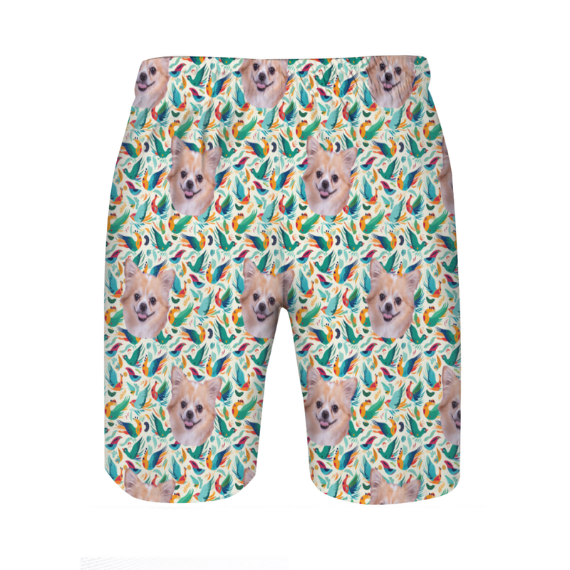 Personalized Picture Men's Beach Shorts with Beautiful Birds Pattern Precious Gift for Family