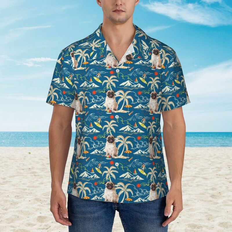 Personalisierte Gesicht Shirt benutzerdefinierte Foto Unisex Hawaii-Hemd Geschenk für Tierliebhaber