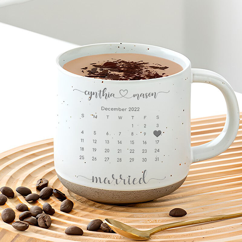 Personalisierte Keramiktasse Customized Kalender Jahrestag Geschenke für Paare