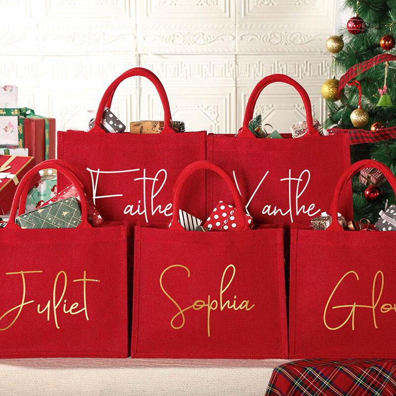 Bolsa de regalo de Navidad personalizada con nombre personalizado, regalo cálido para la familia