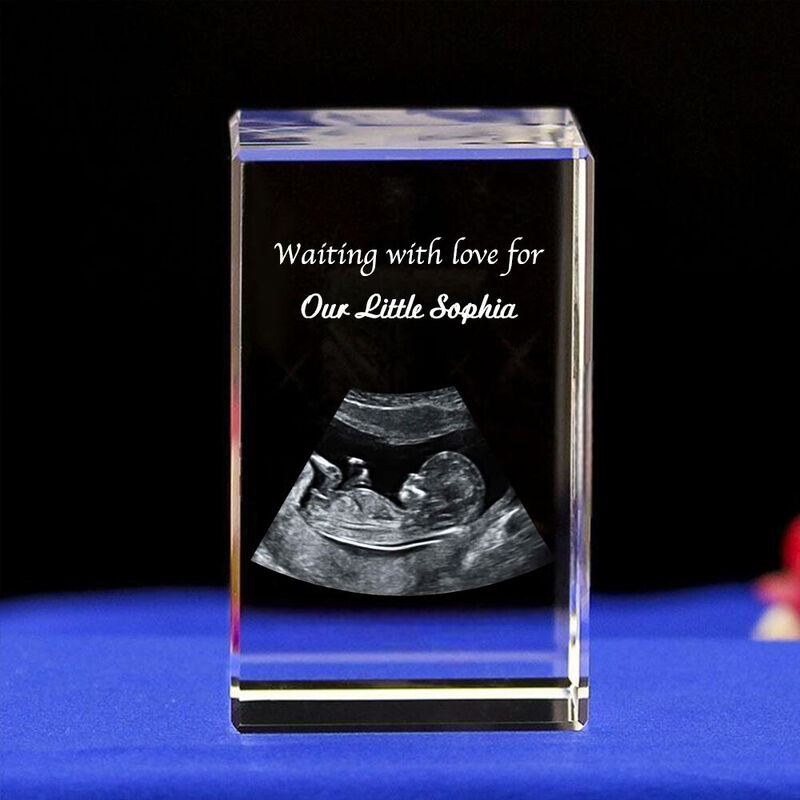 Gepersonaliseerde 3D-kubus kristal foto uploaden foetale echografie foto's verrassingscadeaus voor nieuwe ouders