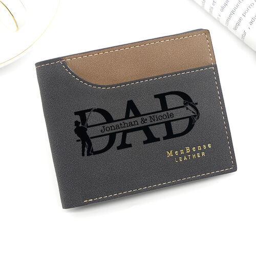 Personalized Men's Scrub Wallet Custom Name and Father Fishing Graphics