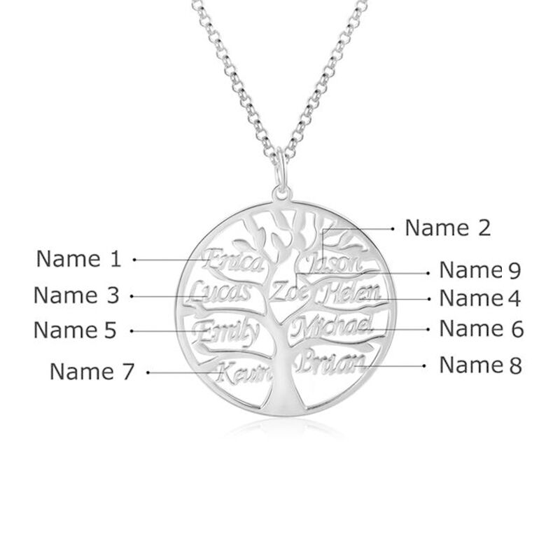 "Stammbaum" Personalisierte Familie Halskette mit Namen