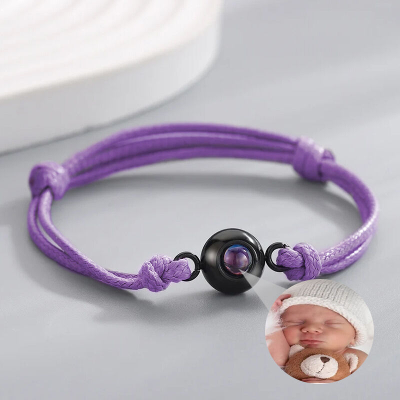 Pulsera de proyección personalizada de cuerda púrpura
