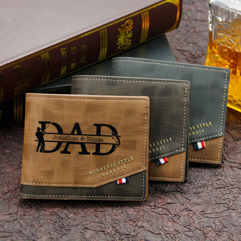 Customized Name with DAD Lettering Men's Wallet Father's Day Gift