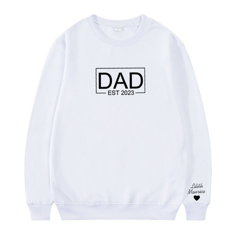 Sweatshirt personnalisé avec nom et date pour Cher Papa