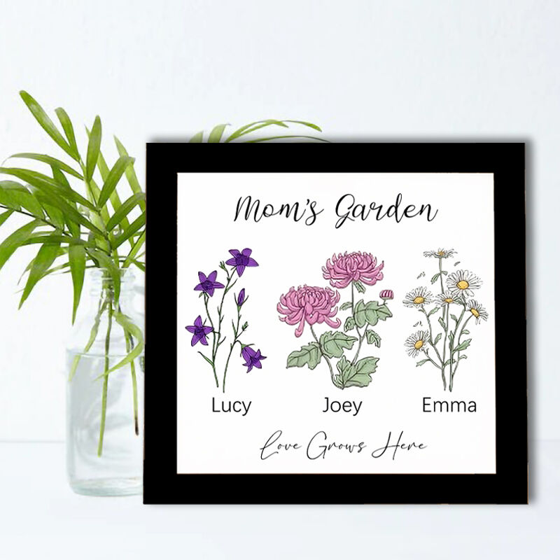 Personalized Birth Flower Frame with Custom Name Elegant Design Present for Mother's Day