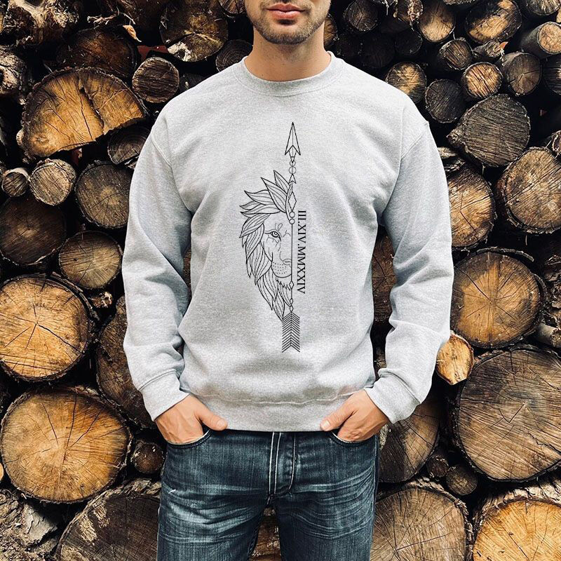 Sweatshirt personnalisé Le Roi Lion cool Couple Design avec Roman Numeral Date Cadeau pour les amoureux sweat personnalisé