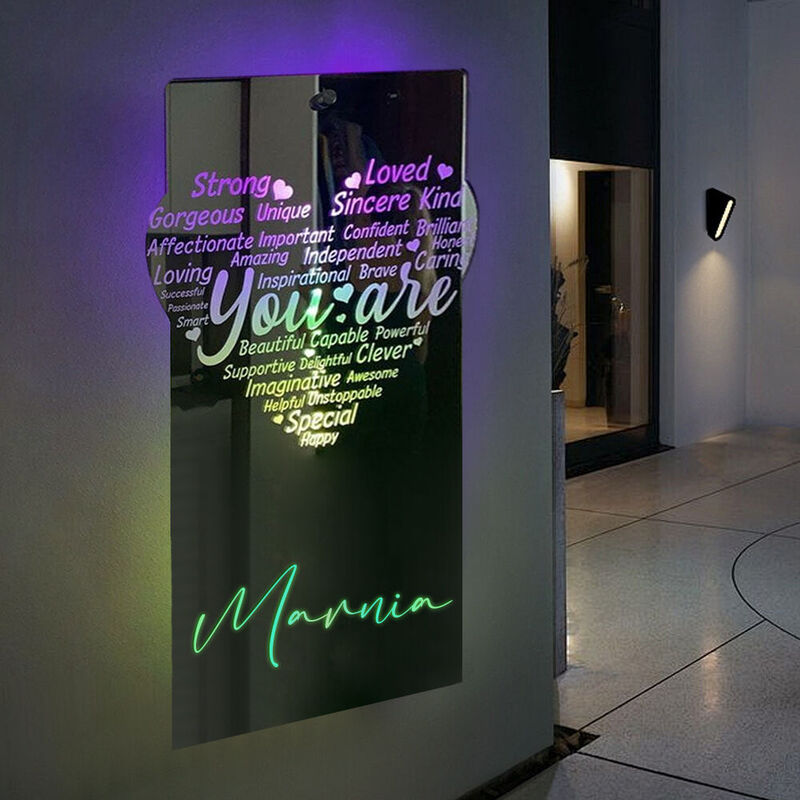 Personalized Led Mirror Light Customized Name Warm Gift For Yourself