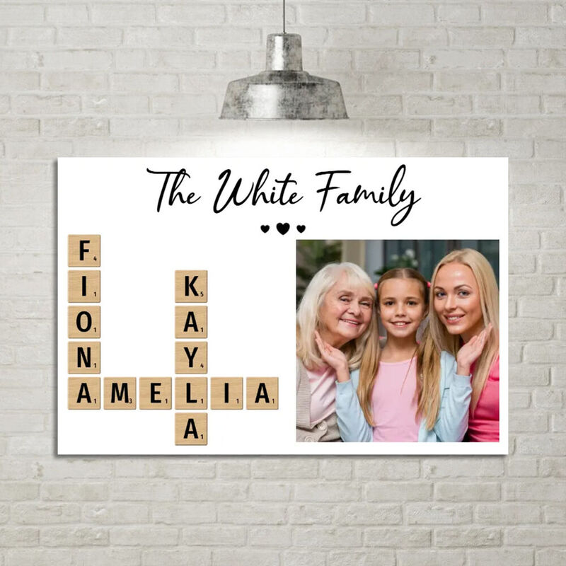Personalized Picture Canvas Wall Art with Custom Crossword Best Gift for Your Love