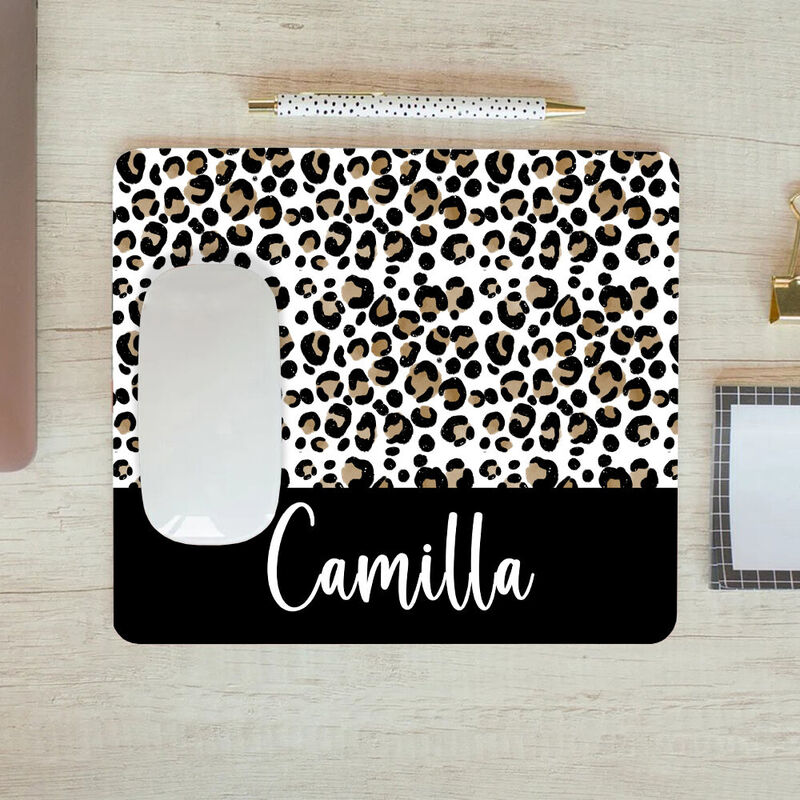 Personalized Name Mouse Pad with Leopard Pattern Cool Gift for Brother