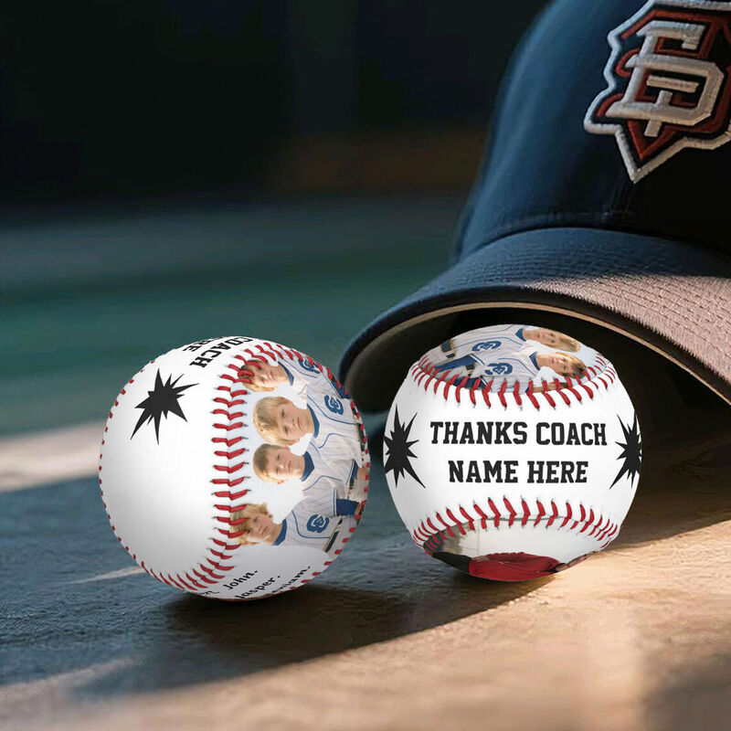 Personalisierter Baseball mit Teamfoto Dankeschön-Geschenk zum Schulanfang für Trainer