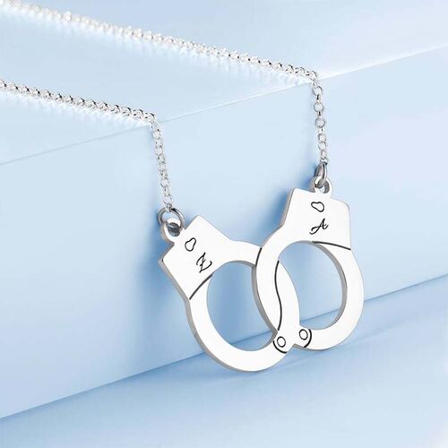 Creative Handcuffs Engraved Initial Necklace