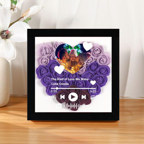 Personalized Dried Flower Shadow Box With Spotify Code And Photo Gift for Girlfriend