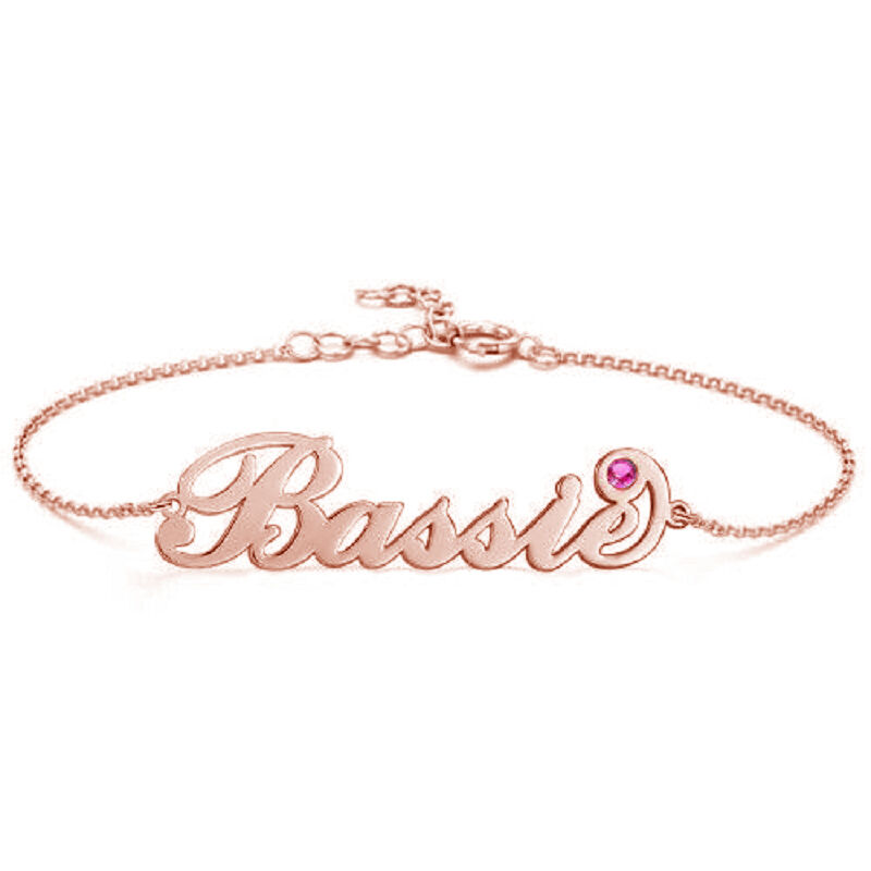 "Personal And Unique" Personalized Name Bracelet With Custom Birthstone