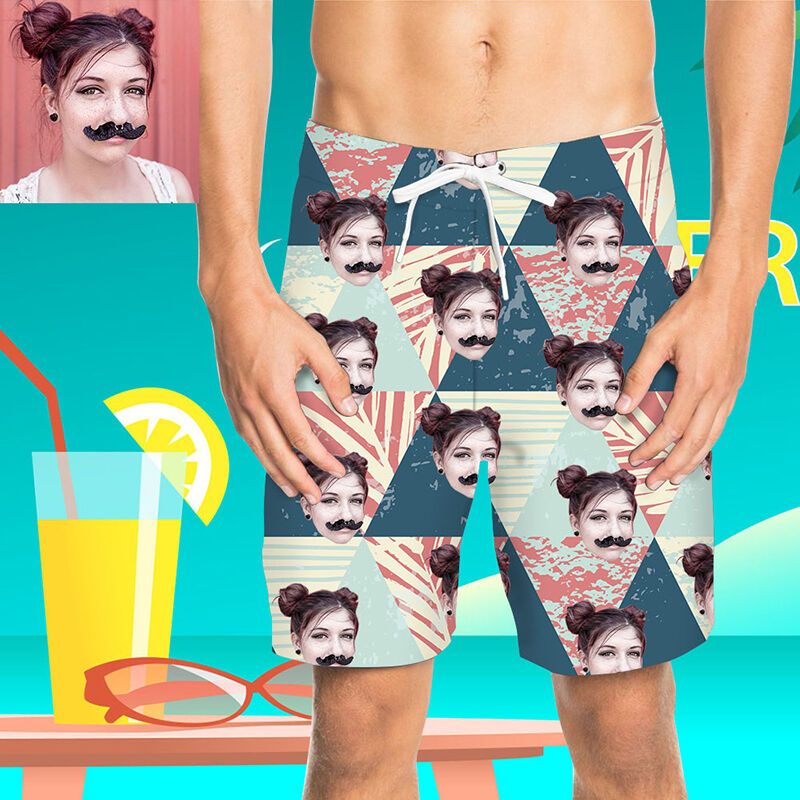 Custom Face Triangle Men's Beach Shorts