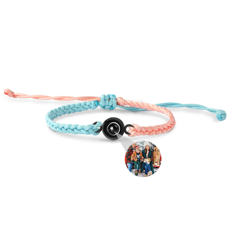 Personalized Pink and Blue Color Block Picture Projection Bracelet for Women and Men Gift
