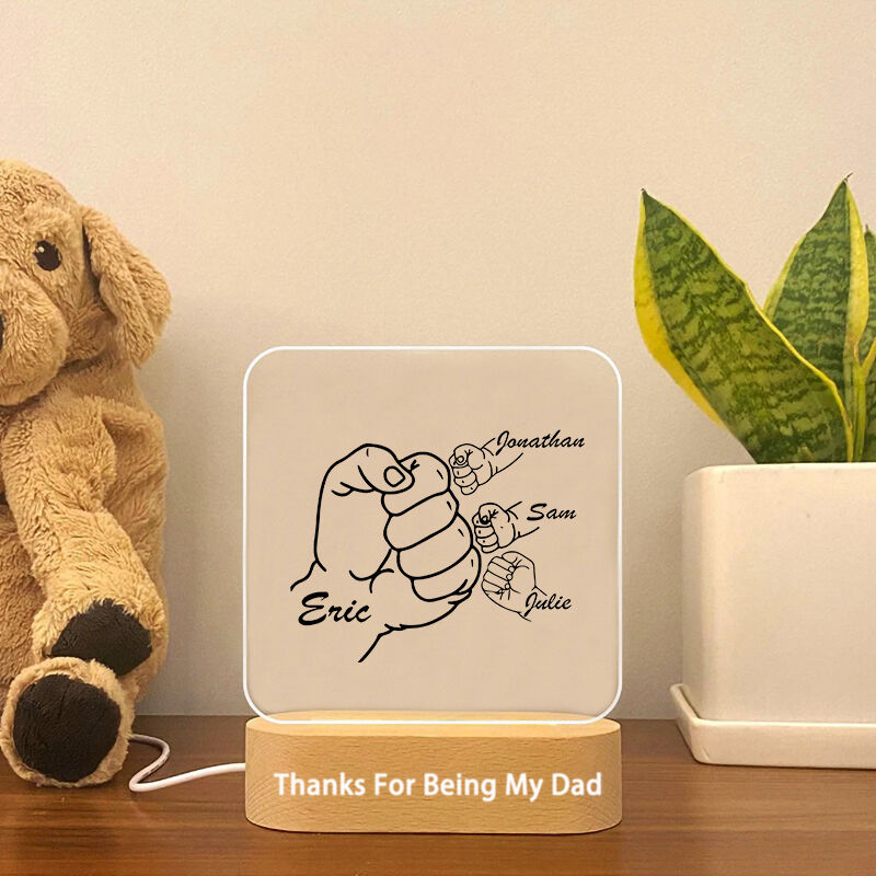 Personalized Acrylic Plaque Lamp with Custom Fist Bump Gift for Super Dad