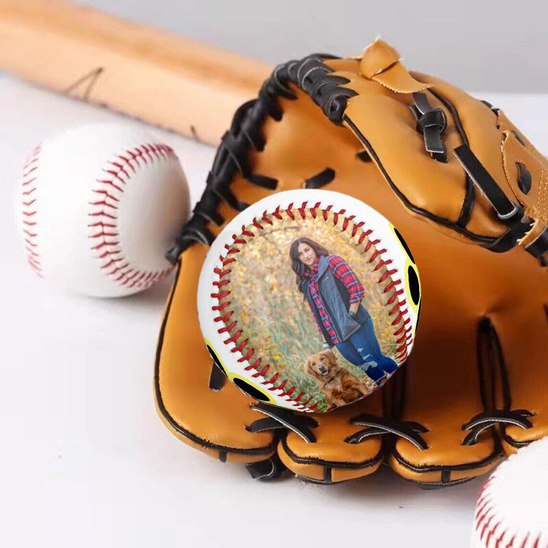 Customized Baseball Pet Paw Prints with Photo Added as a Gift for Pet Lovers