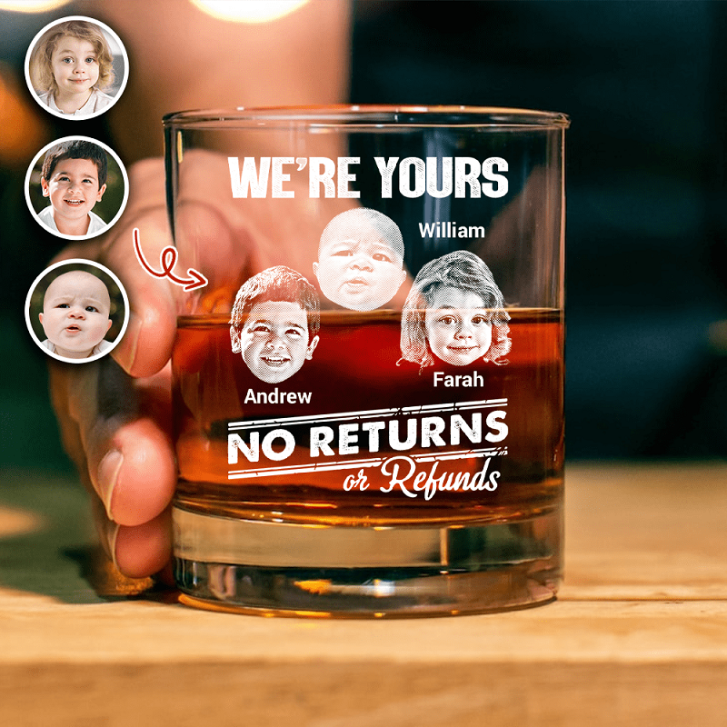 Personalized Whiskey Glass Custom Kid Photo No Returns Or Refunds Creative Father's Day Gift