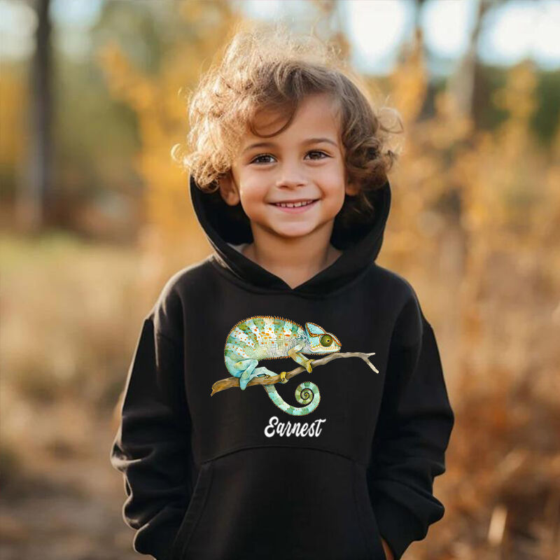 Sweat à capuche personnalisé pour enfants avec étiquette de nom et impression d'animaux Cool Cadeaux pour garçons