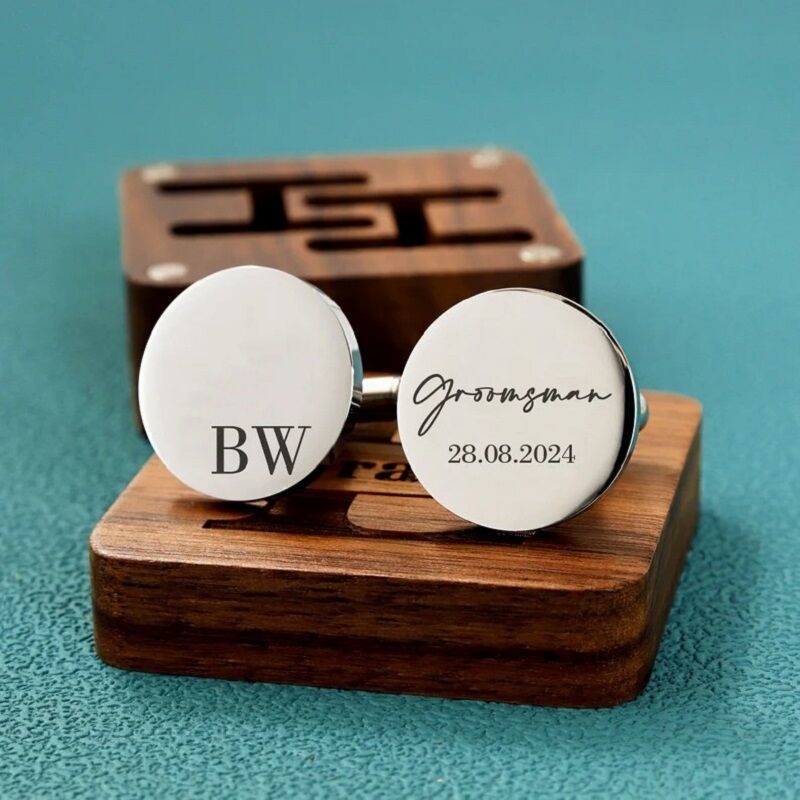 Personalized Custom Cufflink Initial Name Two Letters Design Great Wedding Gift for Bestman