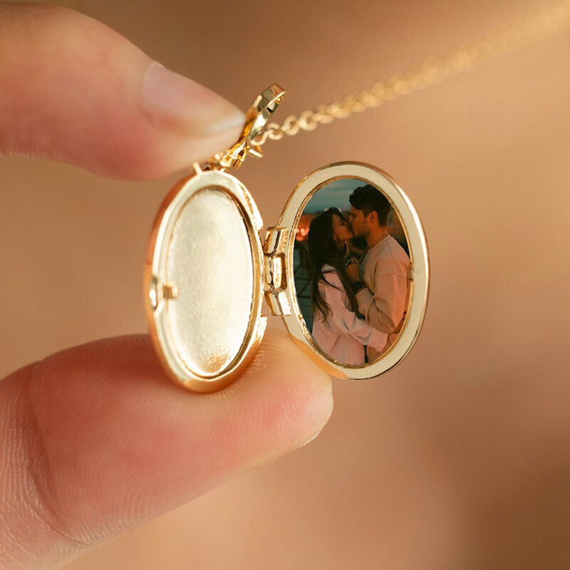 Personalized Photo Necklace With Birthday Flowers Sweet Gift For Couple