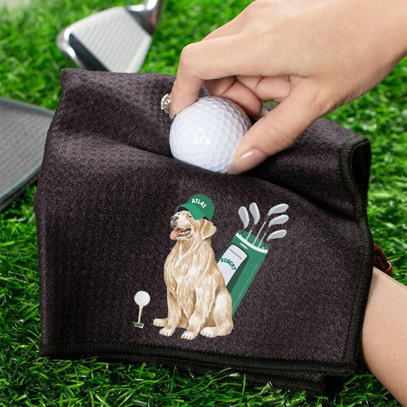 Custom Golf Towels Upload Pet Full Body Photo Cartoon Effect Gift for Pet Owners