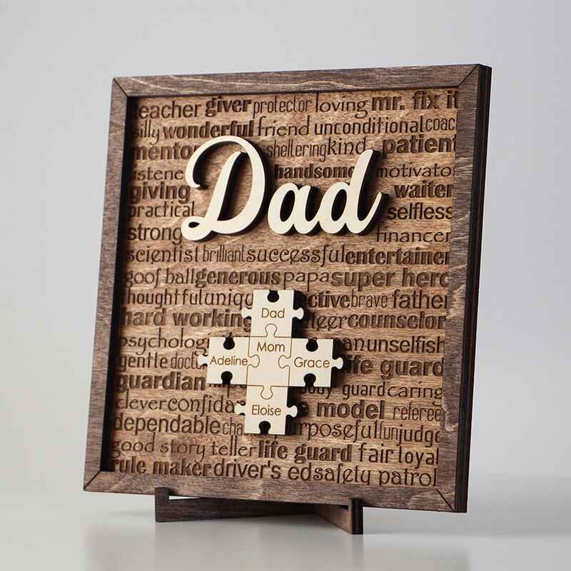 Personalized Name Puzzle Frame The Best Dad In The World Custom Family Names Perfect Father's Day Gift