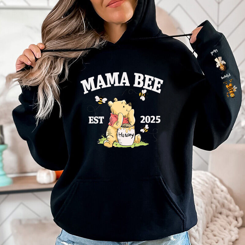 Personalized Hoodie Mama Bee with Custom Honey Bee Baby Creative Design Perfect Mother's Day Gift