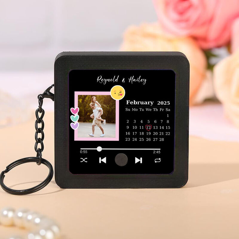 Porte-clés photo personnalisé Boîte à musique Cadeau doux pour les couples
