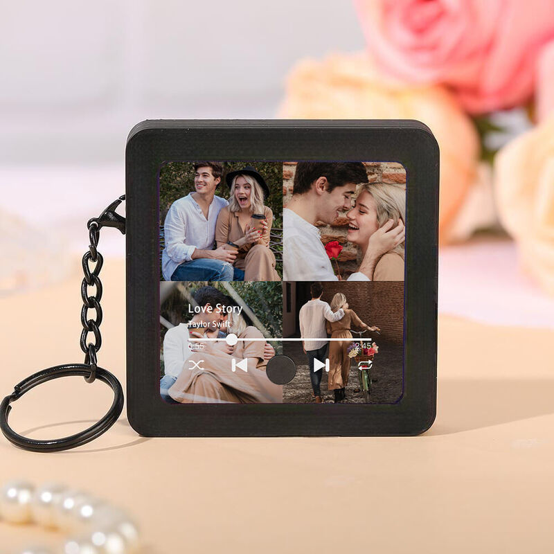 Gepersonaliseerde foto sleutelhanger muziekdoos Perfect cadeau voor familie