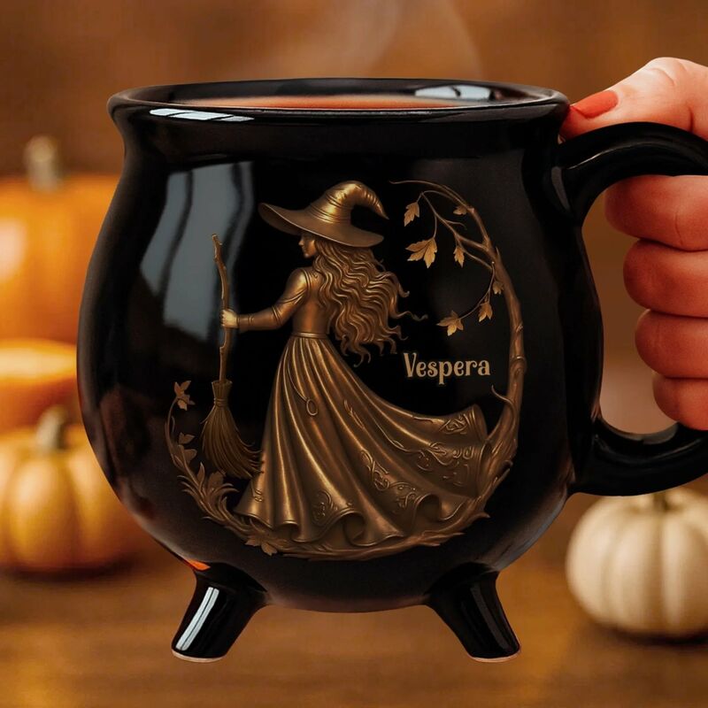 Tasse à café personnalisée avec nom Cadeau personnalisé pour Halloween pour femme