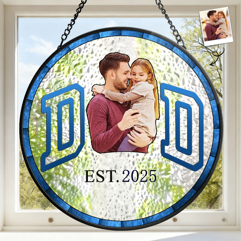 Personalized Stained Glass Window Hanging Suncatcher Photo Portrait for Parents