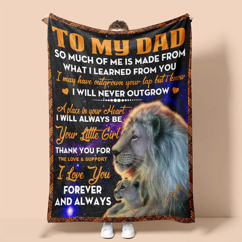 Personalized Flannel Letter Blanket Lion Colorful Starry Pattern Blanket Gift from Kids for Dad
