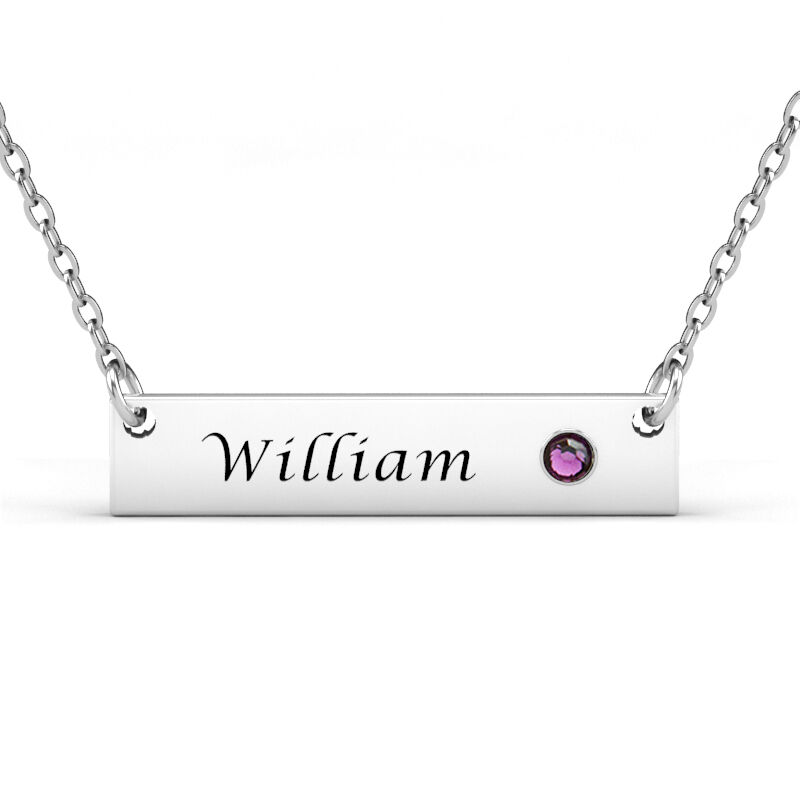 "Keep In Mind" Bar Necklace with Engraving and Birthstone