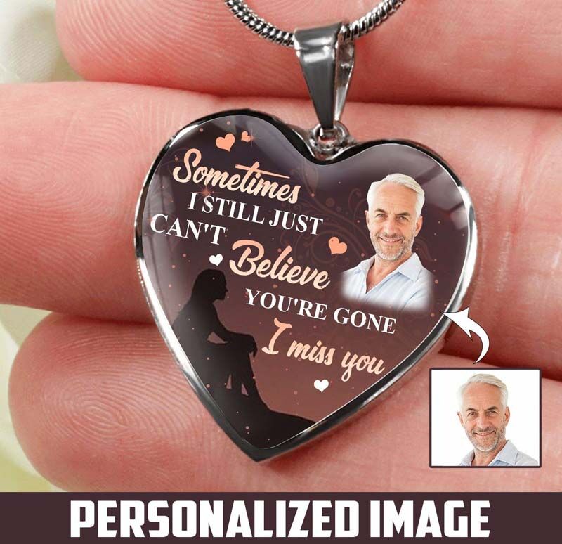 Personalized I Can'T Believe You'Re Gone Memorial Photo Necklace