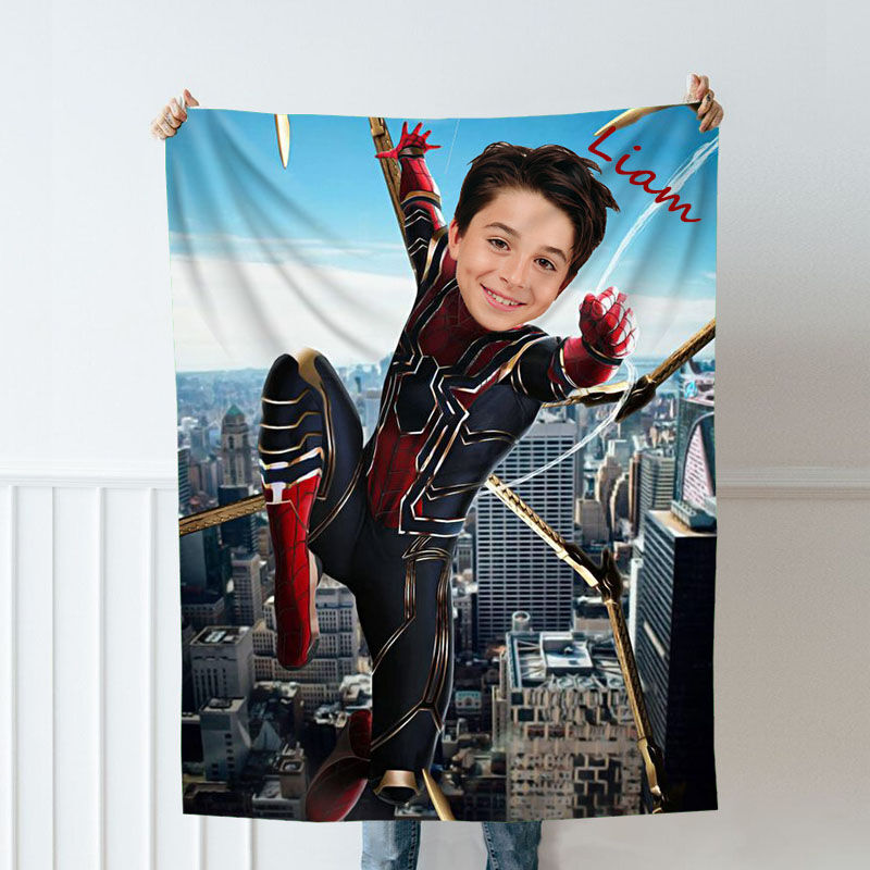 Personalized Custom Photo Blanket Anime 3D Image City High Altitude Background Flannel Blanket