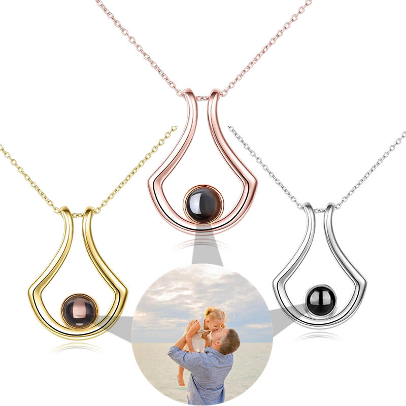 Personalized U-shaped Photo Projection Necklace