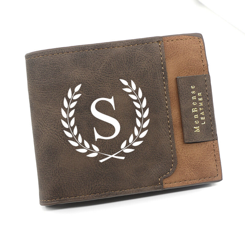 Personalized Simple Men's Trifold Wallet Custom Lettering for Husband