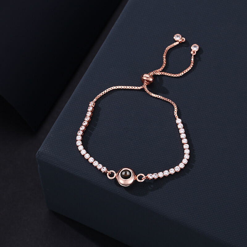Personalized Picture Projection Bracelet With Diamond Chain Christmas Gift For Her
