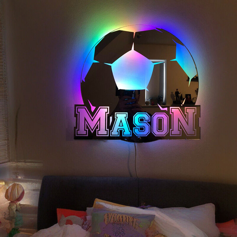 Personalized LED Cool Mirror Lights For Football Lovers