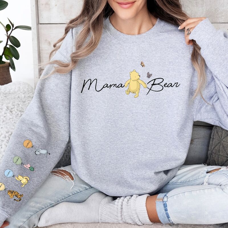 Personalisiertes besticktes Sweatshirt mit Cartoon-Bild Liebe niedliches Geschenk für Mutter