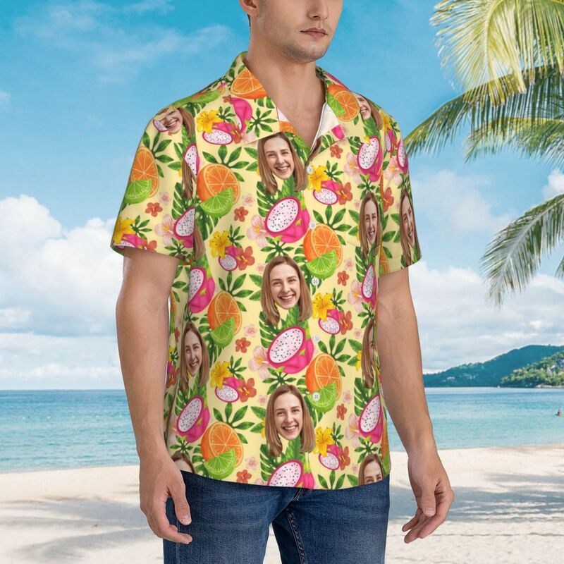 Personalisiertes Herren-Hawaiihemd mit Fruchtaufdruck Unisex für Männer